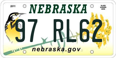 NE license plate 97RL62