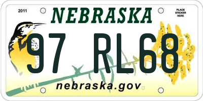 NE license plate 97RL68