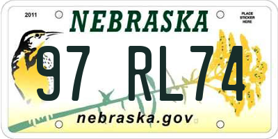NE license plate 97RL74