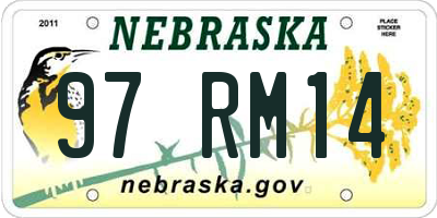 NE license plate 97RM14