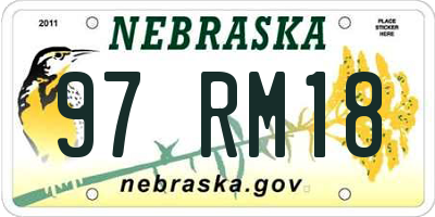 NE license plate 97RM18