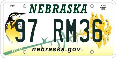 NE license plate 97RM36