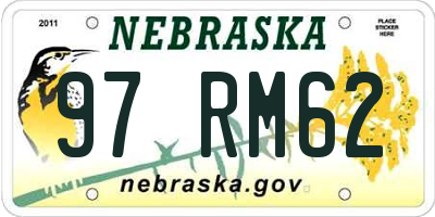 NE license plate 97RM62