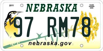 NE license plate 97RM78