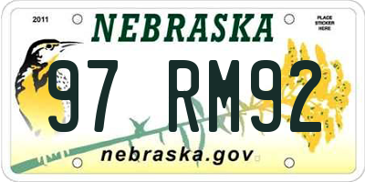NE license plate 97RM92