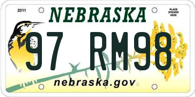NE license plate 97RM98