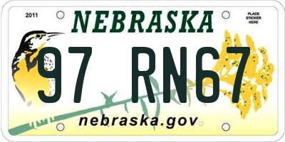 NE license plate 97RN67