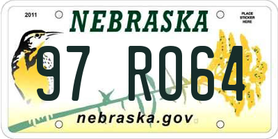 NE license plate 97RO64