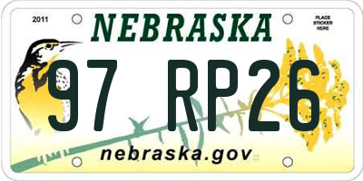 NE license plate 97RP26
