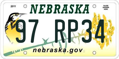 NE license plate 97RP34