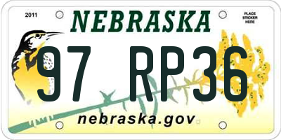 NE license plate 97RP36
