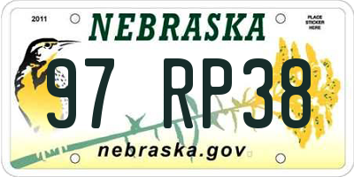 NE license plate 97RP38