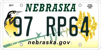 NE license plate 97RP64