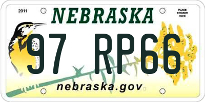 NE license plate 97RP66