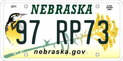 NE license plate 97RP73