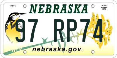 NE license plate 97RP74