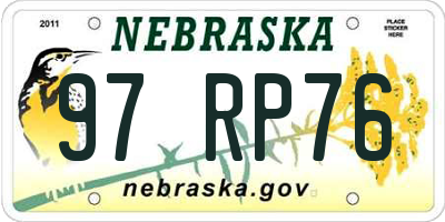 NE license plate 97RP76