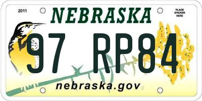 NE license plate 97RP84