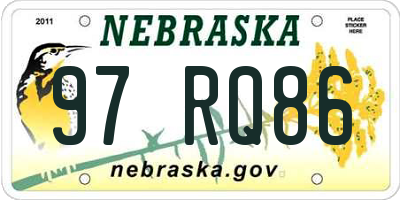 NE license plate 97RQ86