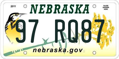 NE license plate 97RQ87