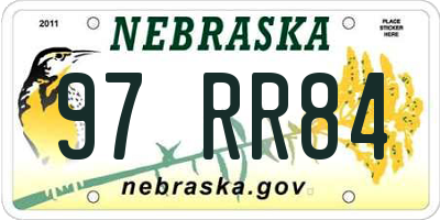 NE license plate 97RR84