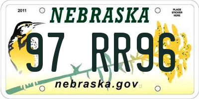 NE license plate 97RR96