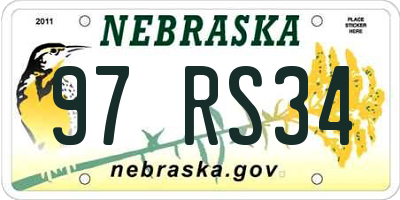 NE license plate 97RS34