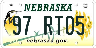 NE license plate 97RT05
