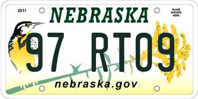 NE license plate 97RT09