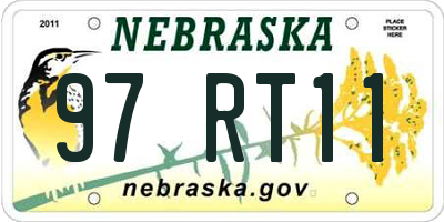 NE license plate 97RT11