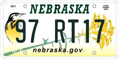 NE license plate 97RT17