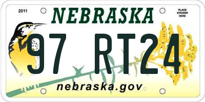 NE license plate 97RT24