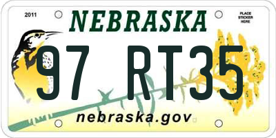 NE license plate 97RT35