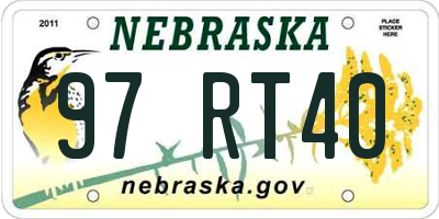 NE license plate 97RT40
