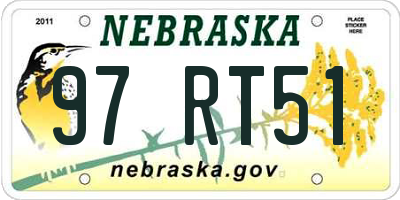NE license plate 97RT51