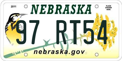 NE license plate 97RT54