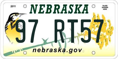 NE license plate 97RT57