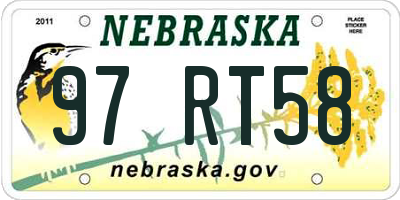 NE license plate 97RT58