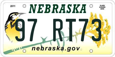 NE license plate 97RT73