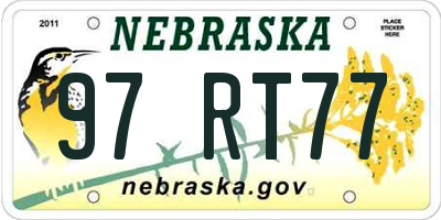 NE license plate 97RT77