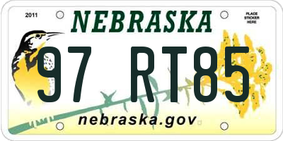 NE license plate 97RT85