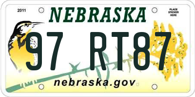 NE license plate 97RT87