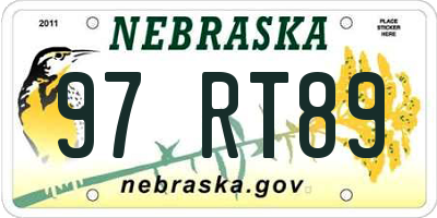 NE license plate 97RT89
