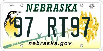 NE license plate 97RT97