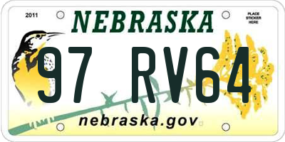 NE license plate 97RV64