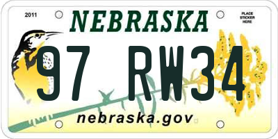 NE license plate 97RW34