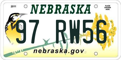 NE license plate 97RW56