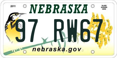 NE license plate 97RW67
