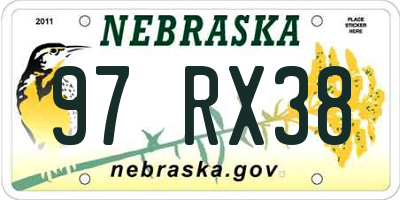 NE license plate 97RX38