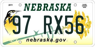 NE license plate 97RX56